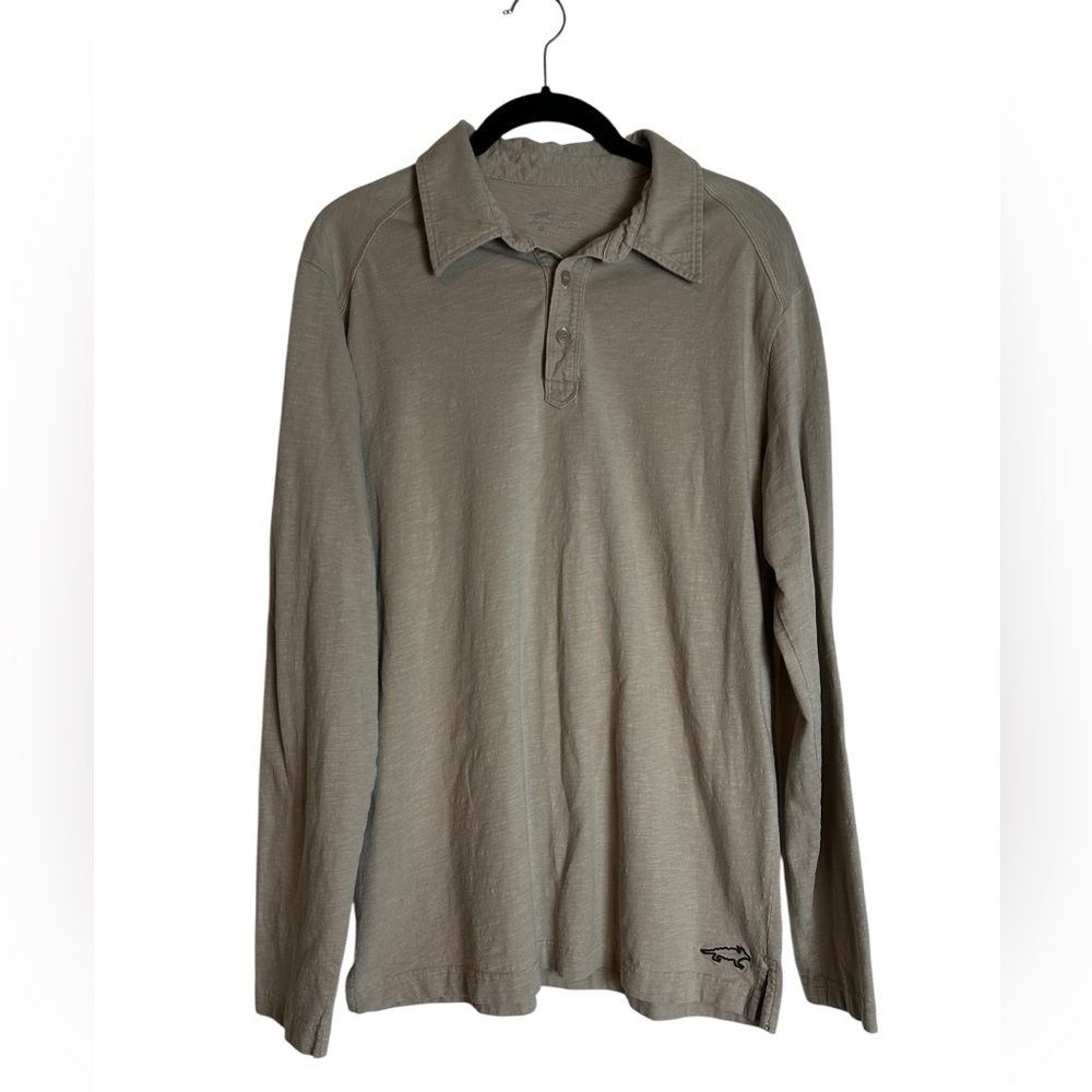 Horny Toad Mens Long Sleeve Polo Shirt Slub Knit Cotton Casual Outdoor Size M